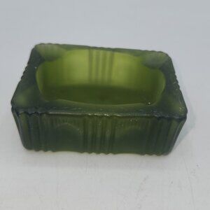 Vintage IMPERIAL GLASS Green Satin Ashtray